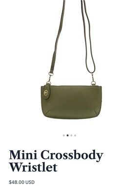 Joy Susan Vegan Leather Olive Green Mini Crossbody Wristlet Clutch